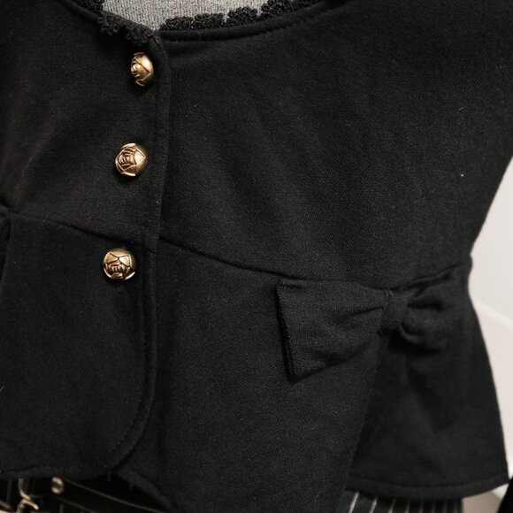 Black Lace Trim Cardigan 🦇 AXES FEMME - Picture 3 of 8